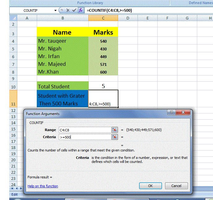 countif function